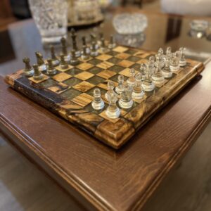 Handmade Epoxy Resin Chess Board with Unique Chess Pieces