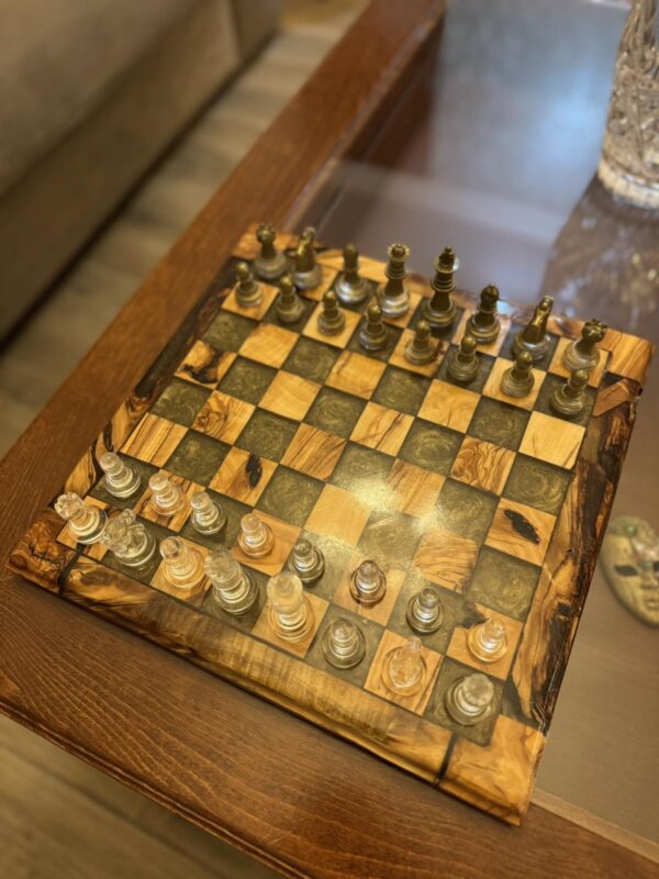 Handmade Epoxy Resin Chess Board with Unique Chess Pieces - Image 3